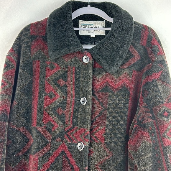 Vintage Forecaster Sport Southwestern Fleece/Sherpa Button Down Coat, M - Picture 2 of 9